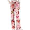 thumbnail image 3 of Fgvctg Valentine's Day Pajama Pants for Women Fashion Sleepwear Wide Leg Pajama Heart Graphic High Waisted Pjs Pant Plus Size Fall Spring Drawstring Lounge Pants with Pockets Light pink M, 3 of 6