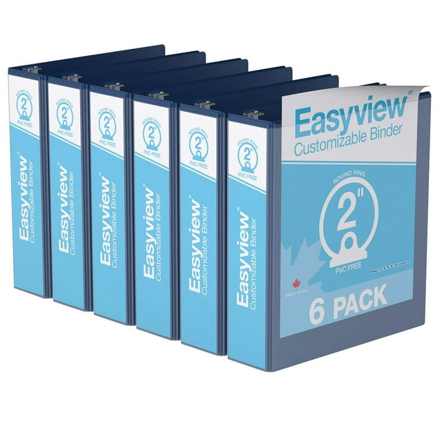 Davis Group, Easyview Premium, Round Ring, Customizable, View Binder, 6 Pack, 2"