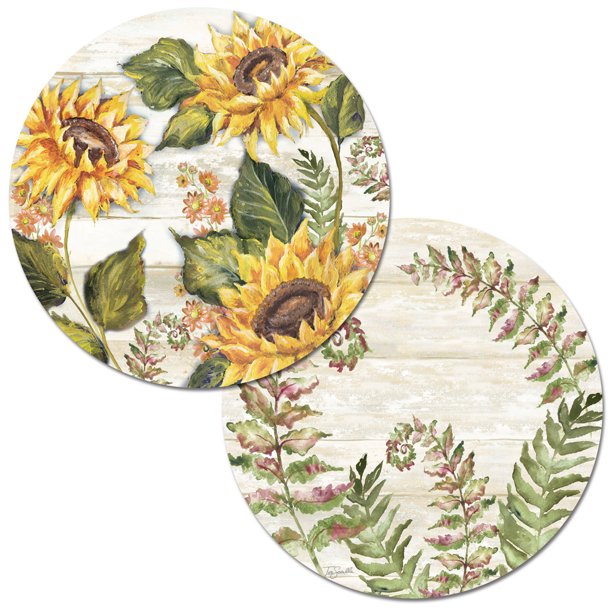 CounterArt Sunflowers Reversible Round Tabletop Placemat Set of 4 Made