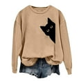 thumbnail image 4 of Bibifish Women Sweatshirts Cat Graphic Print Casual Long Sleeve Crewneck Sweatshirts Fashion Autumn Winter Daily Wear Pullover Tops, 4 of 4