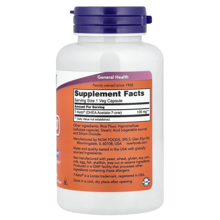 NOW Foods, 7-Keto, 100 mg, 120 Veggie Caps for Weight Management