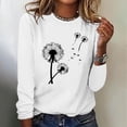 thumbnail image 2 of hxobax Cute Long Sleeve Tops for Womens Juniors Teens Fall Tshirts Dandelion Print Tunic Tee Blouses, 2 of 5