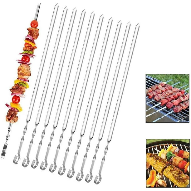 Skewers Stainless Steel,BBQ Kebab Meat Skewers Set 12 PCS,BBQ Skewers