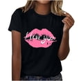 thumbnail image 2 of Qiopertar Mode Adulte Manches Courtes Col Rond Impression de la Saint-Valentin Blouse Décontractée T-Shirt Hauts Chemise Liquidation Livraison Gratuite Offres de la Semaine Liquidation, 2 of 5