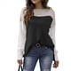 thumbnail image 2 of Suéter Oversize con Bloques de Color para Mujer: Cuello Redondo, Punto Acanalado, Hombros Caídos, Larga Negro L, 2 of 9