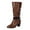 Brown, variant on Slouchy Wide Calf Boots for Women Casual Leather Pointed Toe Pull on Fall Winter Mid Calf Boots Ankle Buckle Strap Chunky Heel Dress Booties