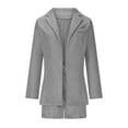 thumbnail image 3 of Womens 3 Piece Outfit Suit Casual Solid Open Front Blazer and Shorts with Belted Suits Set Notch Lapel Ladies Elegant Business Office Suit Sets Work Blazer Pants, 3 of 6
