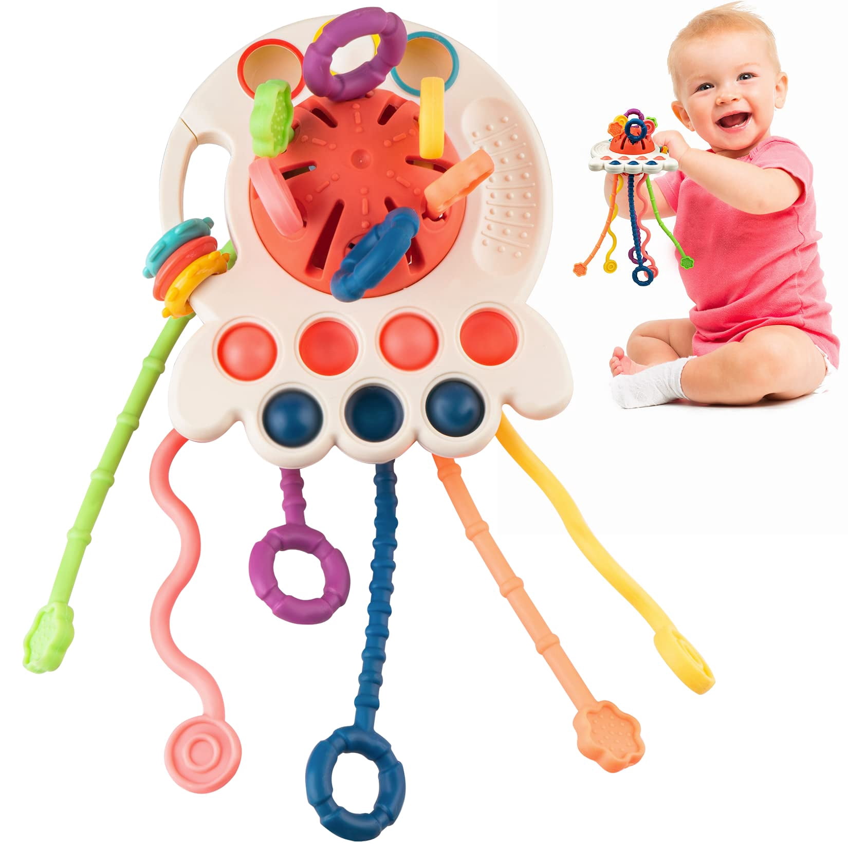 Juguete Sensorial Oruga Para Bebés De 0 A 9 Meses - Peluche Con Sonajero, Anillo De Dentición Y Papel Arrugado Para Tummy Time