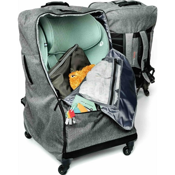 The Little Stork Wheeled Padded Travel Backpack Car Seat, Gray, 1 Count