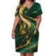 thumbnail image 2 of Vestido suelto verde bosque y dorado con bolsillos vestidos para ocasiones formales vestidos de cóctel, 2 of 6