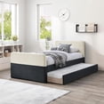thumbnail image 2 of Meridian Furniture Lit Gigogne/lit de Rangement Simple en Velours Noir Ivy, 2 of 9