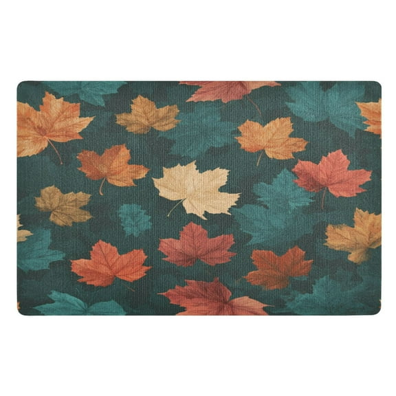 32x20 Inch Doormat Indoor Entrance Mat Entrance Welcome Mat Outdoor Mats for Front Door Teal and Red Maple Leaves