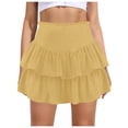 thumbnail image 2 of oqasdz Solid Color Women Irregular Pleated Flared Skort With Built In Skorts Stylish Female Dailywear, 2 of 3