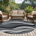 thumbnail image 5 of 7Ft Round Rug, Black Grey Ombre Non-Skid Rubber Backing Large Area Rugs - Living Room Bedroom Home Office, Modern Abstract Moire Art Geometric Indoor Floor Mat Carpets Washable Rug, 5 of 9