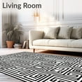 thumbnail image 2 of ODIKA 5'x7' Machine Washable Non-Slip Area Rug, Monochrome Maze Interlocking with Bold Abstract Motifs High Traffic Rug with Pad, Black, 596098, 2 of 8