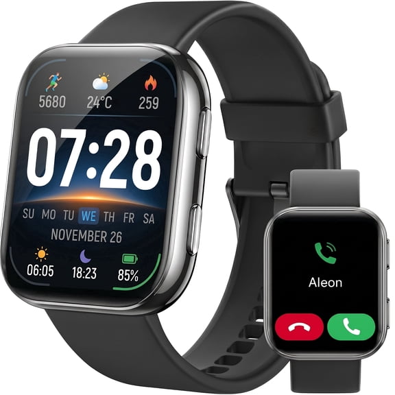 LBSAU Smart Watch: 1.83" Smartwatch Fitness Tracker, Bluetooth Calling, 100 Sports Modes, 1ATM, for Android & iPhone, Black