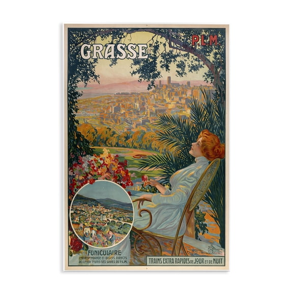 Stupell Industries Vintage Grasse Advertisement People Painting Unframed Art Print Wall Art, 10 x 15