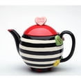 thumbnail image 3 of Hand Painted Ceramic Striped Teapot with Hearts 16oz Kitchen or, 3 of 3