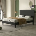 thumbnail image 5 of VECELO Full Size Platform Bed Frame, Modern Upholstered Bed Frame with Adjustable Height & Nailhead Trim Headboard, No Box Spring Needed, Easy Assembly, Black, 5 of 12