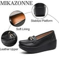 thumbnail image 4 of Women's Genuine Leather Wedge Heel Rocker Loafers Comfort Non Slip Platform Slip On Walking Shoes Casual Shopping Daily Mom Shoes, 4 of 6