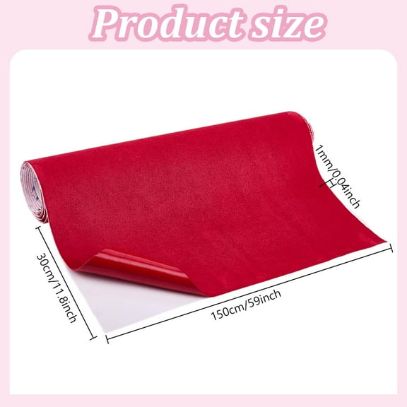 1pc 11.8" L x 59" W Suede Fabric Wrap Microfiber Fabric Self-Adhesive Suede Look for Car Interior Red Self Adhesive Film Sticker Elastic Peel Stretch Film Fabric for Furniture Decor