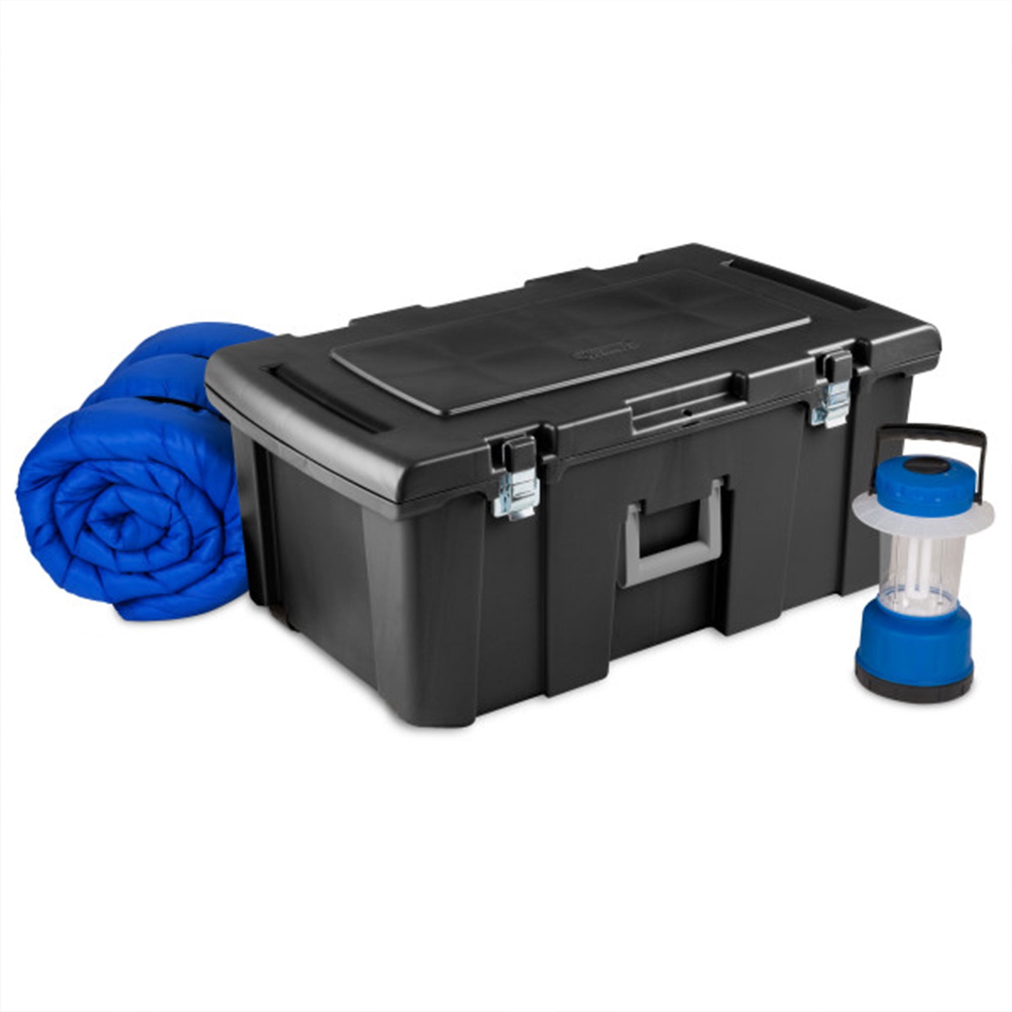 Sterilite Wheeled Footlocker Utility Storage Container, Black, 2 Pack