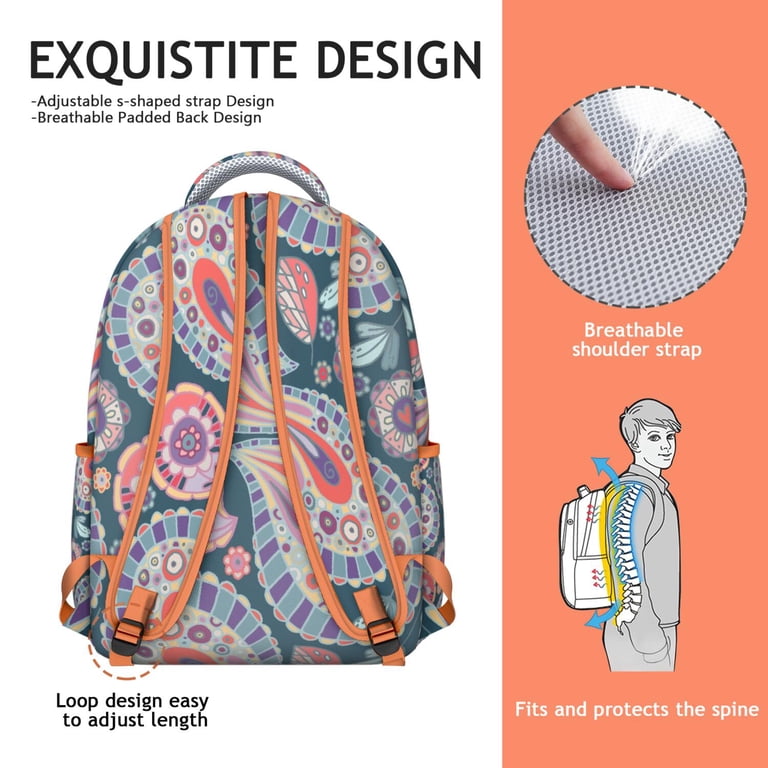 Floral Paisley Students Backpack Durable and Elegant  display picture 2