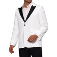 thumbnail image 4 of CHAQUETAS DE NEGOCIOS INSPIRADORAS CHIC para Hombres, Chaquetas Clásicas de Un Solo Botón con Solapa de Pico L Blanca, 4 of 5
