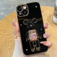 thumbnail image 1 of Funda de teléfono de silicona suave con soporte plegable de muñeca 3D chapada de lujo para iphone 14, 13, 12 Pro Max, 11 MiNi, X, XR, XS, 7, 8 plus, SE 3, Linda funda Fivean unisex, 1 of 2
