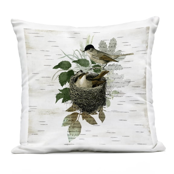 Stupell Industries Birds in Vintage Nest Design by Susan Arnot Outdoor Printed Pillow
