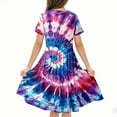 thumbnail image 5 of SGFCWSX Girls Short Sleeve Skater Dress Teens Tie Dye Print Crewneck Casual Swing Dress with Pockets for Spring Summer Multicolor Size 13-14 Years, 5 of 5