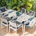 thumbnail image 2 of Beige Christmas Table Cloths for 8 Foot Rectangle Tables, Xmas Snowflakes Gnomes Gingerbread Man Patio Waterproof Elastic Fitted Tablecloths, Washable Rectangular Table Cover for Camping, 2 of 8