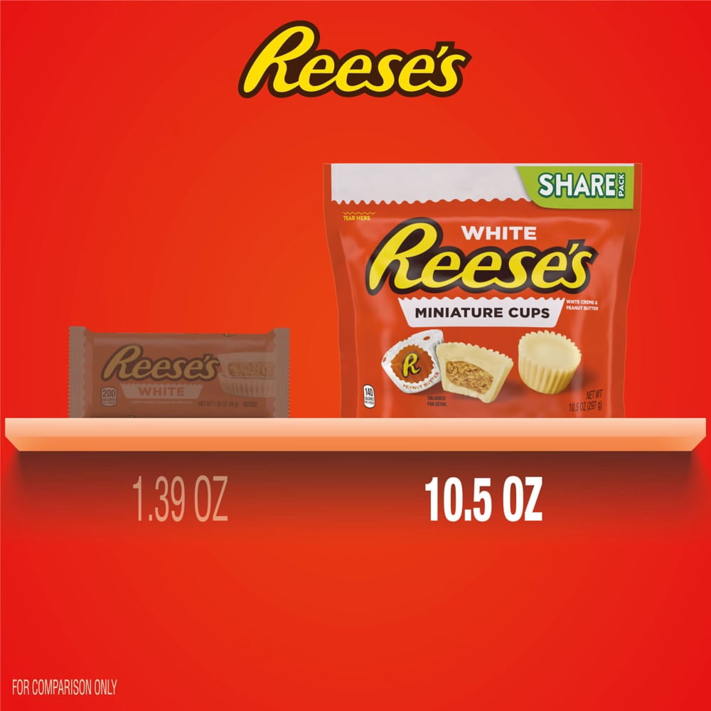 REESES Miniatures White Creme Peanut Butter Cups Candy Share Pack 10.5 oz - 5 Pack
