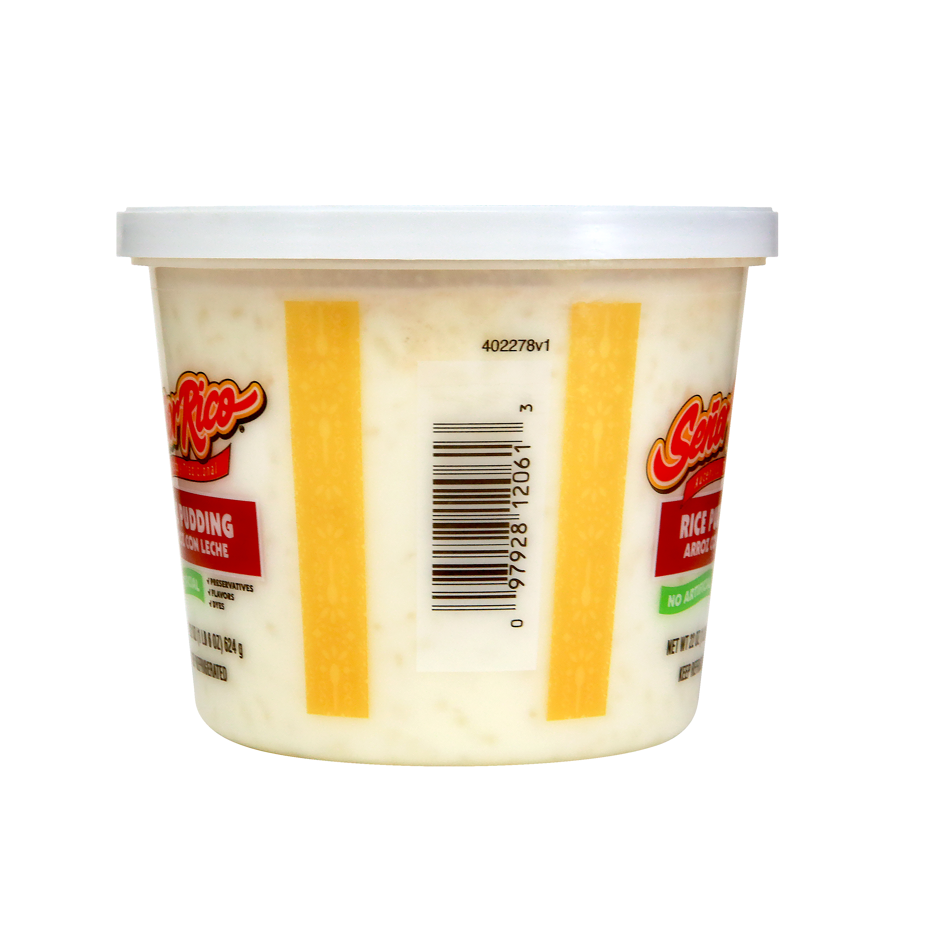 Senor Rico Rice Pudding, 22 oz Plastic Tub, Refrigerated, 1/2 Cup Serving, Gluten-Free