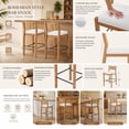 thumbnail image 5 of Guyou 26" Rattan Barstools Set of 4, Boho Solid Wood Counter Height Bar Stools, Linen Upholstered Kitchen Island Chairs for Dining Room Bar, Beige, 5 of 11