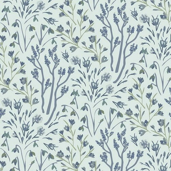 Blue Winter Frost floral fabric - Snow Day Art Gallery Fabrics, Sold by the Quarter Yard