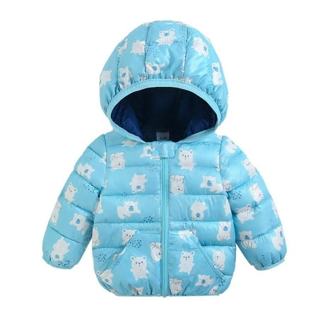 

PEZHADA Toddler Kids Baby Hooded Jacket Cartoon Coat With Warm Winter Hoodies Outwear Sky Blue