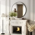 thumbnail image 2 of Lumora 24"x24" Round Wall Bathroom Mirror Wall-mounted Mirror with Aluminum Frame,Black, 2 of 6
