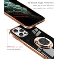thumbnail image 4 of Compatible With iPhone 14 Pro 5g Case Cell Phone Case Slim Thin with 360°Finger Ring Stand Metal Electroplated Soft Flexible Tup Frame Full Body Shock-Absorption Bumper Hard Back Mobile Cover-Black, 4 of 9