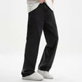 thumbnail image 3 of CPNG Teen Boys Solid Color Baggy Jeans Straight Leg Button Front Zipper Casual Loose Denim Trousers Streetwear(Black,15-16 Years), 3 of 8