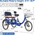 thumbnail image 3 of Adult Tricycle 20 Inch for Seniors and Adults, Cuoote Low Step-Through Cruiser Bike with Front and Rear Baskets, Trike for Shopping, 3 of 9