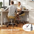 thumbnail image 4 of HOMCOM Tabouret Roulant Réglable, Chaise de Salon en PU avec Repose-Pieds, Brun Pâle, 4 of 10