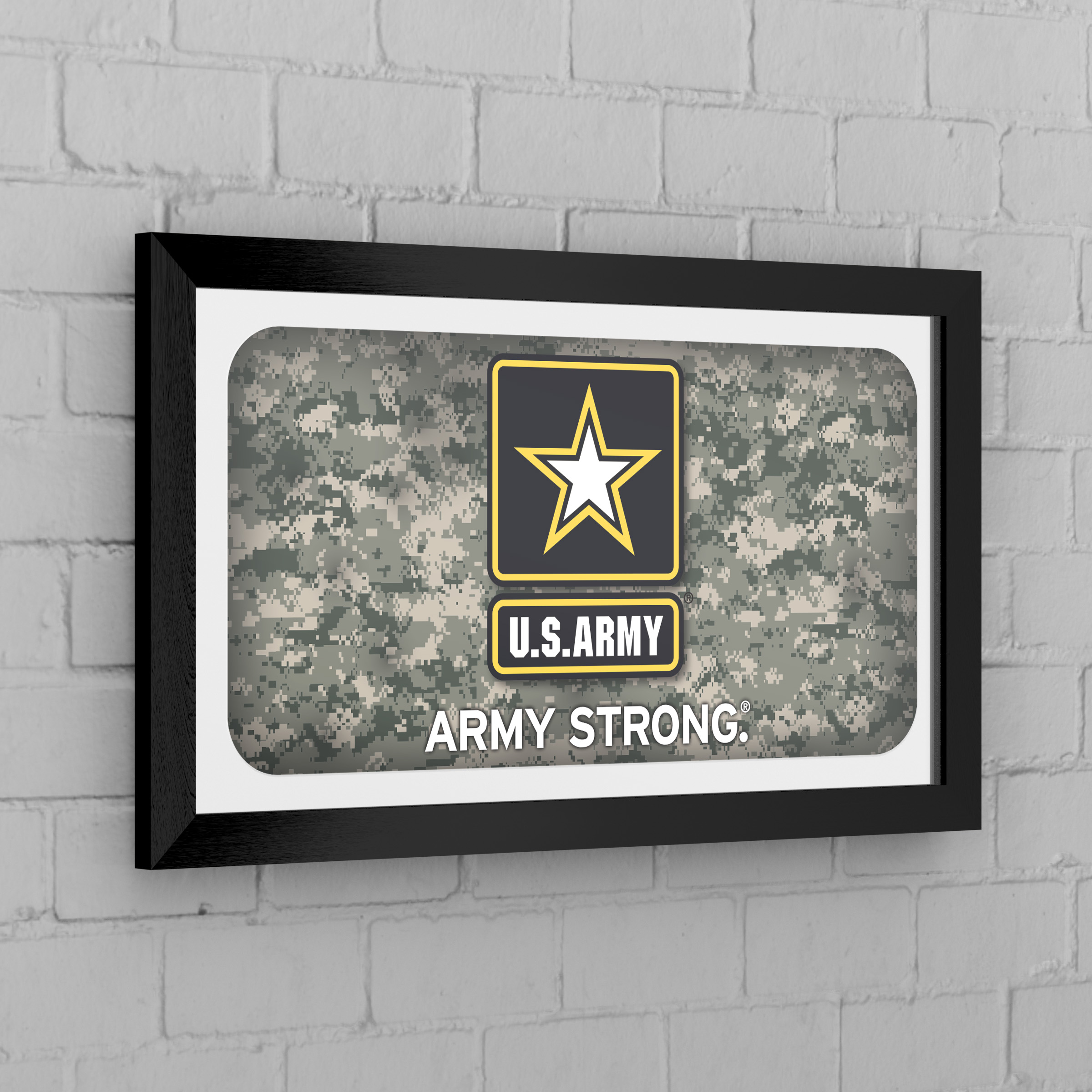 United States Army Digital Camo Ready-To-Hang Black Framed Wall Mirror