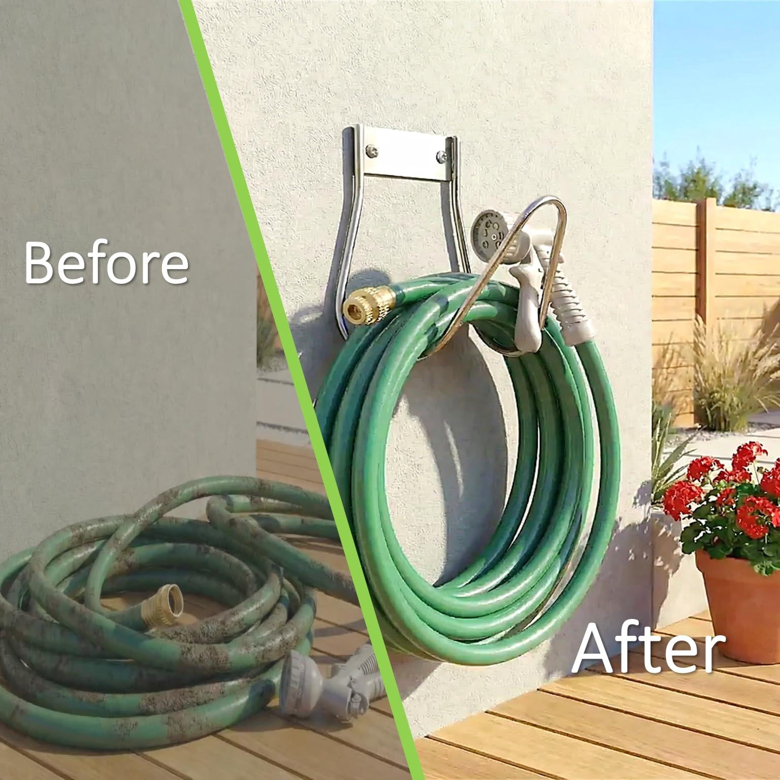 Garden Hose Holder Stainless Steel Small Wall Mount Hook  Ideal For Water Air Hydraulic Ropes Extension Cords Heavy Duty & Rust Proof Size:6.3x7x6.3 Set Of 1