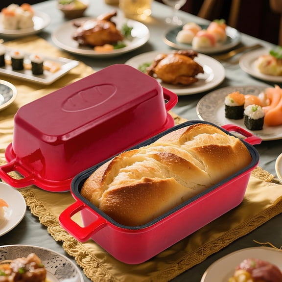 Bread Pan Enameled Cast Iron Loaf Pan with Lid, Bread Oven, Dutch Oven Loaf Cast Iron for Baking Homemade Sourdough Bread