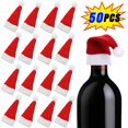 thumbnail image 2 of 50/1 Uds Mini gorros de Papá Noel funda para botellas de vino taza sombrero para paleta tenedor cuchillo bolsa de cubiertos para Navidad decoración de mesa de cena de fiesta de año nuevo, 2 of 4