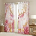thumbnail image 2 of jejeloiu Pink Xmas Reindeer Blackout Curtains,Romantic Flower Rose Curtains Pack of 2 (38x45 Each),Jungle Animal Window Curtains For Girl,Breathable Home Decor, 2 of 6