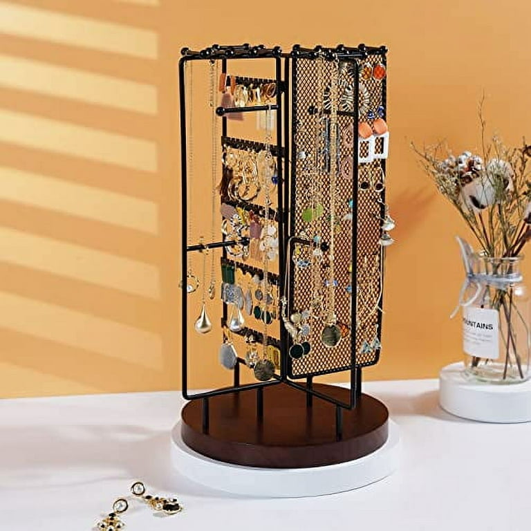 ProCase 360 Rotating Jewelry Organizer Stand Earring Holder Organizer, Spinning Necklace Holder Earrings Display Rack Jewelry Tower Bracelet Holder (