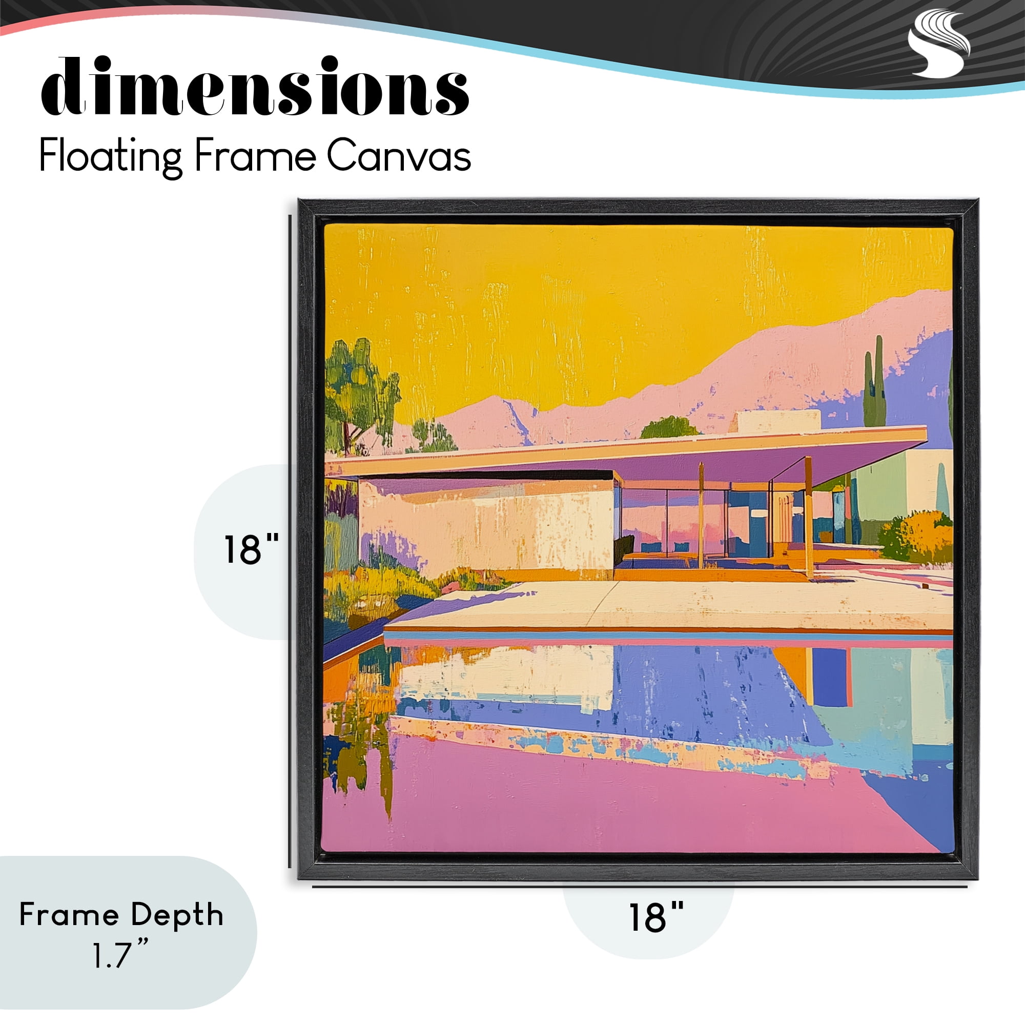 Stupell Industries Vivid Case Study House Black Framed Floater Canvas Wall Art, design by Walker Noble