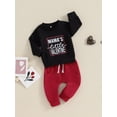 thumbnail image 3 of Bagilaanoe 2Pcs Toddler Baby Girl Boy Valentine's Day Clothes Letter Print Long Sleeve Sweatshirt Tops + Sweatpants 6M 12M 18M 24M 3T Kids Pants Set, 3 of 9